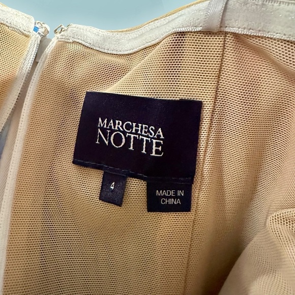 Marchesa Notte ‘Bow Printed Strapless Dress’ in Rainbow Multicolor Watercolor 4 - Picture 3 of 16